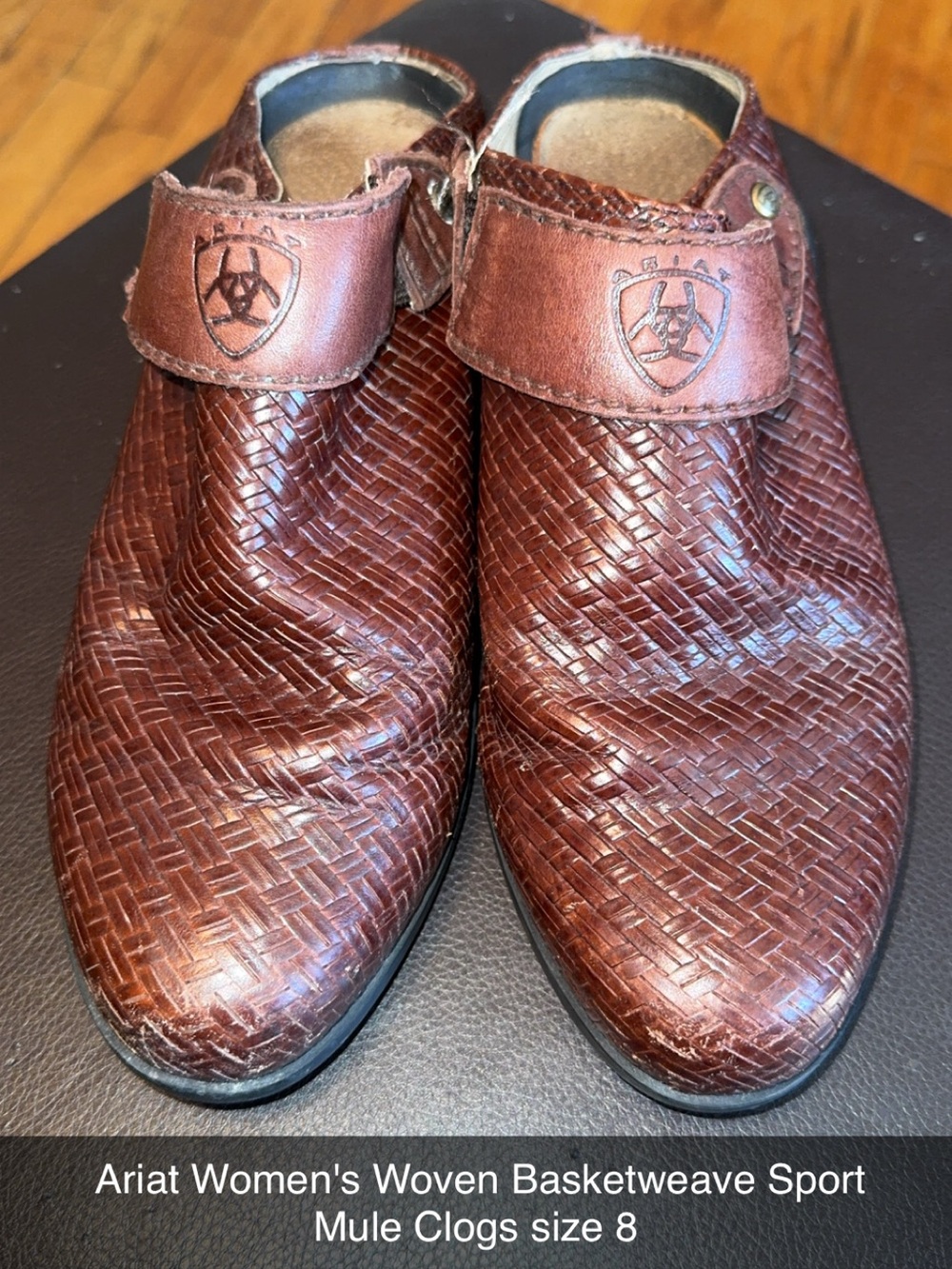 Ariat Women's Woven Basketweave Leather Mule Clogs - Brown